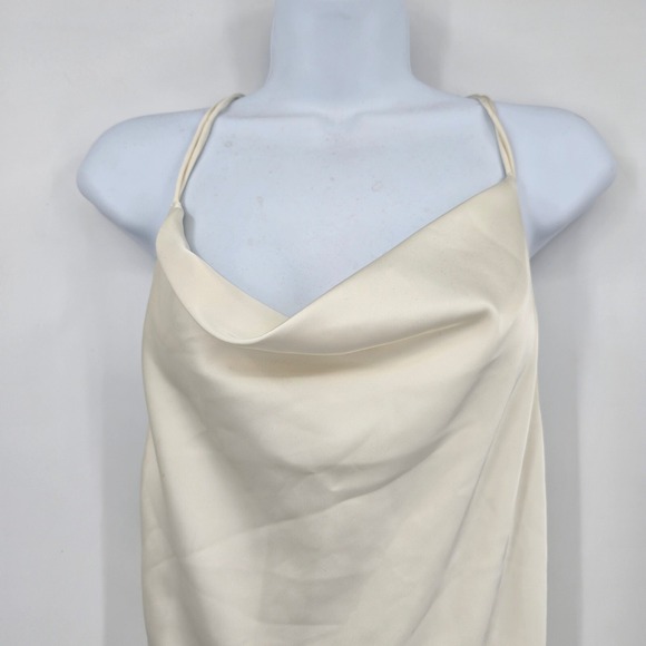 ROTATE Ivory Mini Dress Cowl Drape Neck‎ Sleeveless Strappy Back Party Dress - Picture 3 of 9